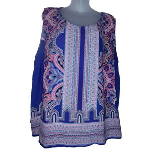 Ava Christine Women’s Multicolour Sleeveless Printed Blouse Plus Size 2X BG17